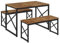 VECELO Dining Table Set with 2 Benches, Space-Saving Kitchen Table Furniture Set for 4 People Small Space, Sturdy Metal Frame Industrial Design, Brown