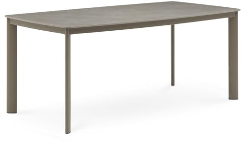 IDIMEX Gartentisch TAVOLO mit Steinplatte 180x90 cm, Champagner - wetterfester Outdoor mit Tischplatte aus Sinterstein, Garten Esstisch für 6-8 Personen, Terrassentisch