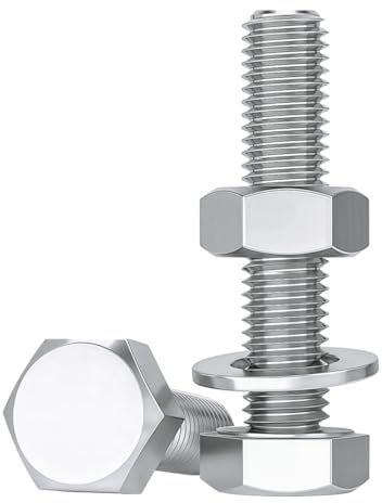 Drenky 10 Stück M10 Schrauben Und Muttern Set, Sechskantschraube Bolzen Und Muttern Unterlegscheiben Edelstahl A2 V2A M10x35mm Schrauben Sortiment Kit, DIN933 / DIN934 / DIN125