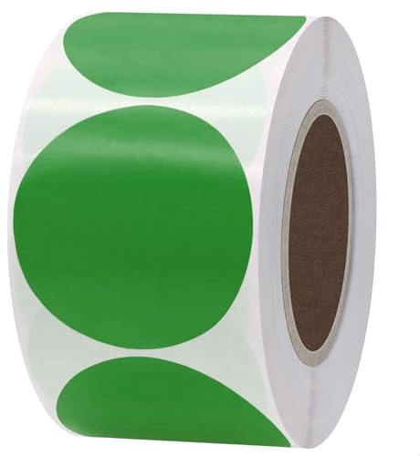 500 Stück Runde Aufkleber Grün, 50 mm Selbstklebende Markierungspunkte, Farbkodierung Etiketten Punktaufkleber, Klebeetiketten Klebepunkte für DIY Büro Kalend, Round Adhesive Dot Sticker Green