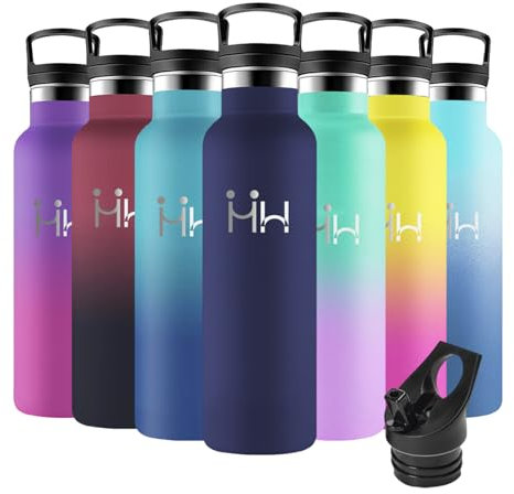 Motswedi Borraccia Termica, 500ml senza BPA, Borraccia con Cannuccia, Acciaio Inox, Borraccia Bambini, a Prova di Perdite, Borraccia Termica Bambini, Borraccia per Scuola, Palestra, Sport, Blu Scuro