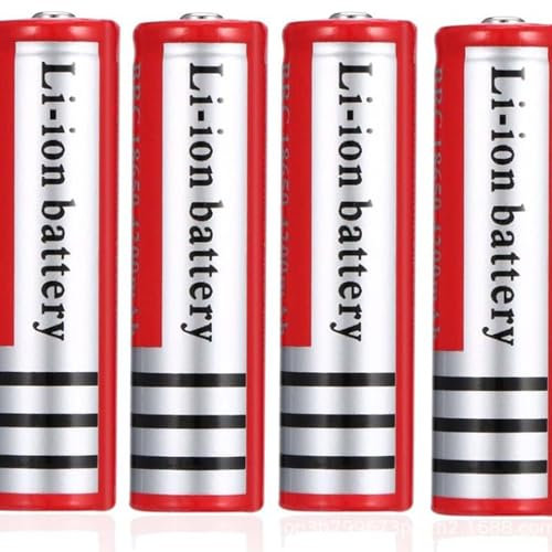 HUOYALU Batteria Ricaricabile da 3,7 V 4800MAH puntata per Lampada da Pesca, Taglio di Capelli, Torcia, 4 Pezzi