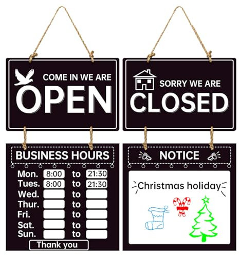 Horario de apertura Registrarse - 56 X 24,8 cm Cartel abierto y cerrado | Señal para colgar Abrir y cerrar Con horarios de apertura, paneles de bienvenida decorativos, horario comercial S