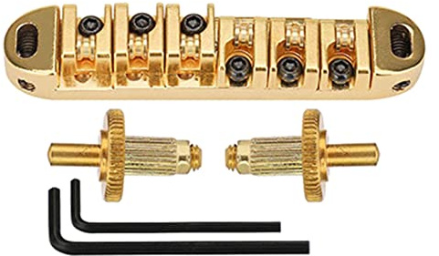 6-Sader Melodie O Matic Guitar Bridge Und Allen Wrench Mit Bolzen Für LP Les E Gitarren Teile Ersatz Tune O Matic Bridge Mit Bolzen Allen Wrench Roller Sattelbrückengitarre Roller