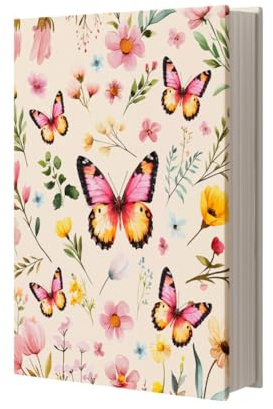 NBEADS Copertina Elastica In Tessuto per Libri Da 25x40cm,con Motivo A Farfalla Regolabile per Libri di Testo con Copertina Rigida, Romanzi e Riviste