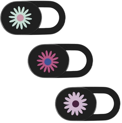 Piriuuo 3 Pcs Webcam Cover Slide, Laptop Camera Cover Slide Cute PC Camera Covers Flower Cameras Cap Ultra Thin Privacy Protector Fit for PC, Tablet, Smartphone