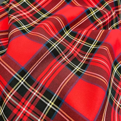 Tissu Tartan Écossais 5 Coloris - Vendu au Mètre - 220g/m² Largeur 150cm (Rouge)