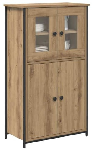 vidaXL Highboard Artisan-Eiche 62 x 32 x 106,5 cm Holzwerkstoff, Moderner Wohnzimmerschrank, Rechteckige Aufbewahrung, Stilvolles Möbel mit Türen, Pflegeleichtes Organizer