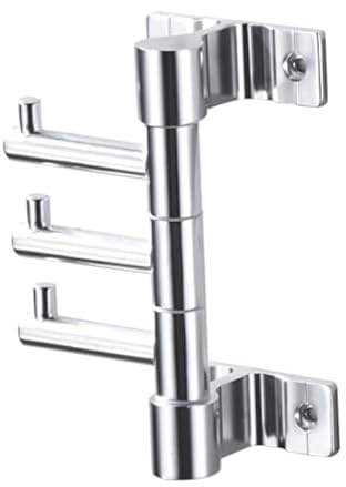 LSDZHK 3-Arm Swivel Wall Hook - Heavy Duty Rotating Coat/Towel Rack for Bathroom, Entryway, Office (Silver)