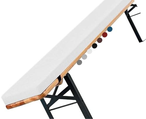 Coussins de banc rectangulaires antidérapants avec fermeture éclair pour chaises longues, tentes à bière et baies vitrées, blanc, 221 x 50,8 x 5,1 cm