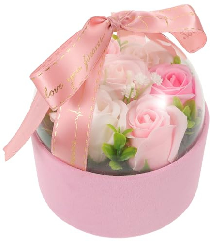 Angoily Scented Handmade Rose Soap Box Artificial Pink Soap Roses for Mothers Day Birthday Wedding for Her