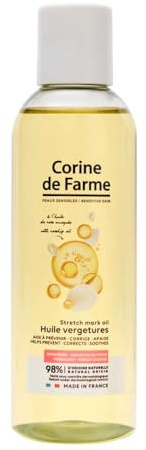 Corine de Farme Huile Anti-Vergetures Amande Douce 100ml | Prévient & Atténue Les Vergetures - Amande Douce & Rose Musquée - 98 % D'Origine Naturelle - Femmes Enceintes