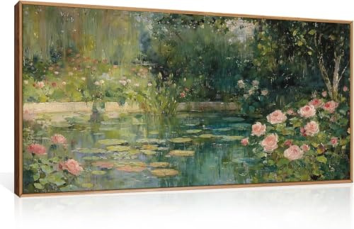 TOARTi Monet Blumen Leinwand Wandbilder 39x59cm Boho Garten Wanddeko Vintage Teiche Bäume Pflanzen Wandkunst Natur Landschaften Bilder für Wohnzimmer Schlafzimmer