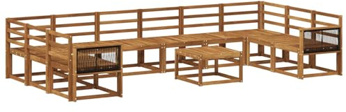 vidaXL Outdoor-Sofagarnitur 11 pcs Natur Massivholz Akazie, Akazienholz Sofa, modernes Garten-Sofa, wetterfestes Sitzmöbel, Flexibles Möbelstück für den Hinterhof