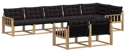 vidaXL Outdoor-Sofagarnitur mit Kissen 8 pcs Weiß und Schwarz, Gartenmöbel, modernes Outdoor-Sofa, Robustes Eckset für Terrasse, Lounge und Komfort
