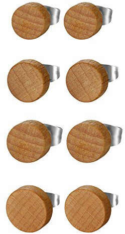 JewelryWe Schmuck 4 Paare Herren Damen Ohrstecker, Edelstahl Holz Runde Ohrringe Piercing, Kaffee, 6mm-12mm