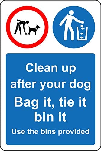 Clean up after your dog use the bins provided dog fouling safety sign - 1.2mm Rigid plastic 300mm x 200mm
