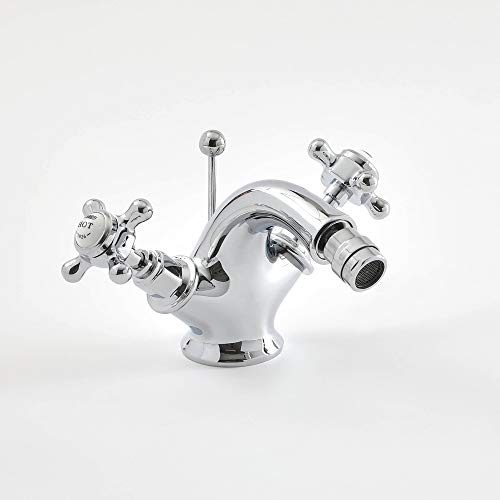 Milano Elizabeth Mono Bidet Mixer Tap Crosshead Handles - Chrome White