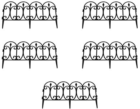Selections Black Plastic Lawn Edging Curved Top Panels for Garden Paths and Borders - Pack of 5