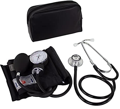 Mobiclinic, Blutdruckmessgerät manuell und stethoskop pack, Europäische marke, Aluminium doppelglockenstethoskop, Blutdruckmessung, Hohe genauigkeit, Einfach zu bedienen