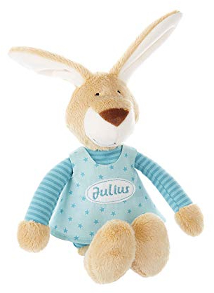 SIGIKID Spieluhr mit Namen bestickt, personalisiertes Geschenk Wunschmelodie wählbar, Hase türkis für Babys und Kleinkinder Jungen