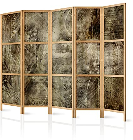 murando - Paravent Innen Raumteiler Holz Vintage Retro 225x172 cm 5-teilig Japanische Trennwand Raumtrenner Room Divider Mobiler Sichtschutz Spanische Wand Raum Abtrennung Japan m-C-0461-z-c