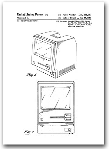 Vintage Posteria Poster 60x85 cm Anschlag Wandbilder Schlafzimmer Deko Ohne Rahmen WandKunst Posters Moderne Zimmer Bild Bilder Vintage Wand Kunst - Originalpatent auf dem Apple-Macintosh-Computer