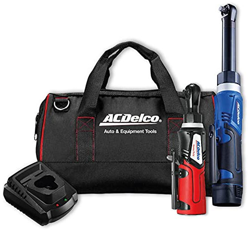ACDelco ARW1218-K18 3/8 Extended & 1/4 Ratchet Wrench G12 Series Cordless Li-Ion 2-Tool Combo Kit with x1 Battery, Charger & Canvas Bag