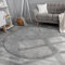 TT Home Wohnzimmer Teppich Hochflor Langflor Kunstfell Weich Modern Unifarben Flauschig, Farbe: Anthrazit, Größe:120 cm Rund
