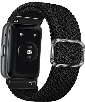 ToVioc Nylon Armband Kompatibel mit Huawei Watch Fit/Fit New, Einstellbare und Elastizität Atmungsaktive Sportbänder für Huawei Watch Fit Elegant - Schwarz