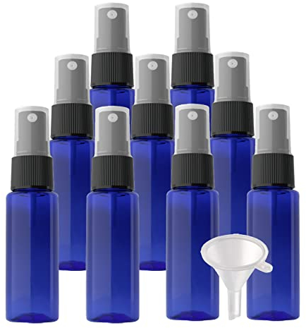 TIANZD 100 Piezas Pequeño 20 ml Botella de Spray Plástico Vacías Azul con Bomba en Spray Negro de Niebla Fina Atomizador para Perfume Viaje Artículos de Agua Cosmético Alcohol