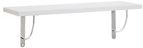 Eigentlich Wandregal mit grauen Regalwinkeln, Regalboden Breite 60, 80 o. 100cm wählbar, T25 x H2,5cm, Schweberegal versch. Farben Büroregal Hängeregal Bücherregal Regal (Regalboden 80cm, White)