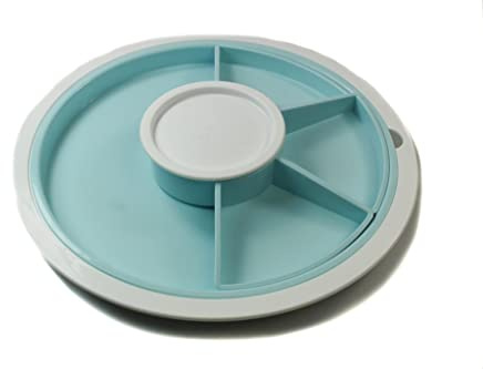 Tupperware Schlemmer-Runde Schlemmerrunde weiß blau Serviertablett Snackteller
