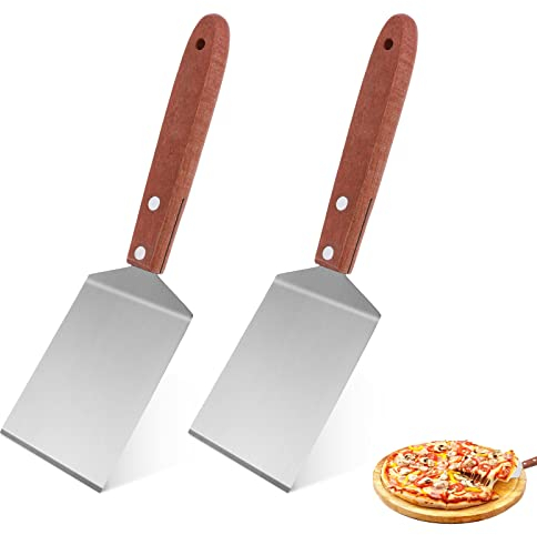 Prasacco 2 Pcs Metal Spatula - Stainless Steel Small Griddle Heavy Duty Spatula for Kitchen Cooking Cookie BBQ