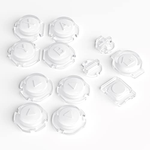 eXtremeRate 2 farbige Buttons für Nintendo Switch Joycon, Symbol-Tasten ABXY/D-Pad/Home/Aufnahme/Plus/Minus Knöpfe Ersatzteil für Switch OLED Joy Con-Schneeweiß&Clear