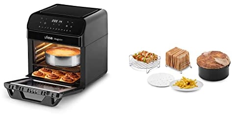 Ufesa Magister Friggitrice ad Aria Senza Olio, 12 Programmi Predefiniti, Schermo Digitale Tattile, 6 Accessori Inclusi, 12 L, 1850 W + Ufesa Pack 4 Accessori per Friggitrice ad Aria senza Olio