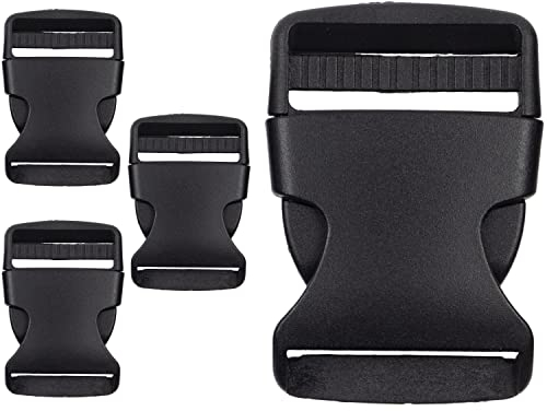 Your Day Mate Fibbie, misura 25 mm, 4 pezzi, in nero, in plastica, fibbie a nastro Fibbia a scatto, fibbia di ricambio, fibbia di riparazione, fibbia per zaino, cinghia per fibbia