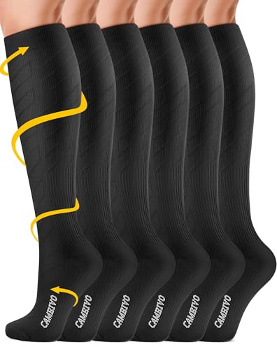 CAMBIVO Compression Socks 3 Pairs for Men & Women, 20-30 mmHg Flight Socks