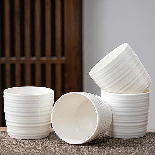 TEANAGOO Japanese Tea Cup, 7.2Oz / 205 ml, Pure White, H21, 4 Pcs/Box, Japansese Cups,Chinese Tea Cups, Occupied Japan Tea Cups, Asian Tea Cups no Handles, Tea Cup Ceramic Cup for Japanese, TG-H21