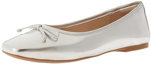 The Drop Damen Ballerinas Pepper mit Schleife, Silber, 38.5