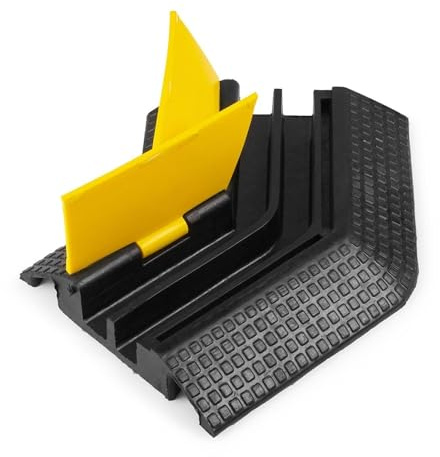Power Dynamics CB2C Kabelbrücke 45° Eckstück - 2 Kanal Kabeltunnel überfahrbar, 30t Belastbar, Kabelschutzmatte & Überfahrschutz für Kabel – Kabelbrücke Boden & Außenbereich – TPU Material