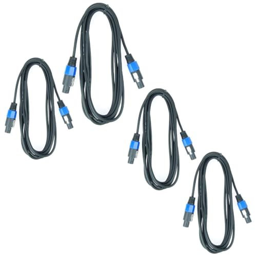 Paccs 4 x 5 m Lautsprecherkabel, Speakon Stecker 4 pol, PA Boxenkabel 2 x 1.5mm²
