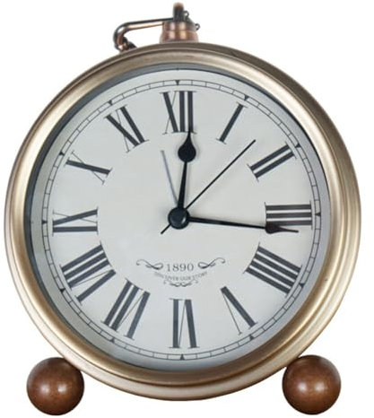 iSpchen Tischuhr Nostalgie Antik Vintage Retro Metall Standuhr Dekowecker Uhr Wecker Design Wecker Lautlos Ohne Ticken, Antik Retro Wecker, Vintage Tischuhr Analog Nachttisch Schlafzimmer Rom A
