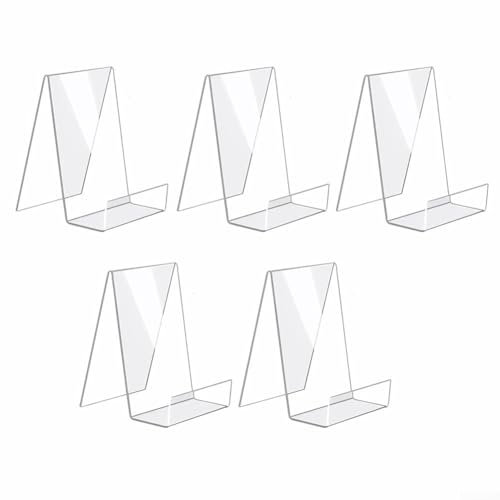 URPIZY Schreibtisch-Präsentationsständer, transparentes Acryl-Bücherregal, Tisch-Display-Halter, Acryl-Display-Riser, Schreibtischregal für Broschüren, Bilder, Alben, Comic-Bücher, CDs, 5 Stück