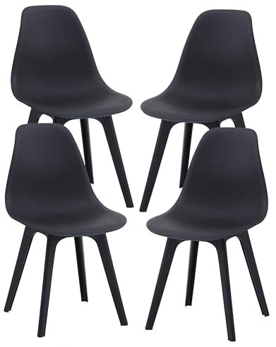 Mingone Esszimmerstuhl 4er Set Gartenstuhl Campingstuhl Küchenstühle 4 Stühle Schwarz für Terrassen Garten,47x51x82cm