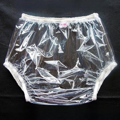 TOVCHEI Erwachsene Pull on Plastikhosen Kunststoffhose Wiederverwendbare Windel wasserdichte Inkontinenzhose Windelbezüge Anti-Seiten-Leckage Physiologisch,Clear,L