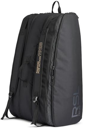 RSL Schlägertasche für 12 Schläger Racket Bag | Pro Line | für Badminton, Federball, Tennis, Squash | Schwarz