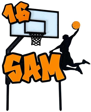 Basketball Cake Topper - Personalised - Sports - Birthday Cake Topper - Party Supplies - Baking - Slam Dunk - Basket Ball - Net - Hoop