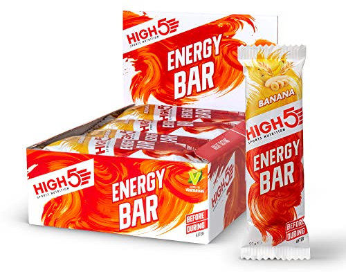 HIGH5 Energieriegel - Hochkalorische Riegel für Laufen, Radfahren & Wandern - Vegane Haferriegel mit echten Früchten - Gesunde Snacks für Training, Wettkampf & Alltag (12x55g Soft Bar Riegel, Banane)
