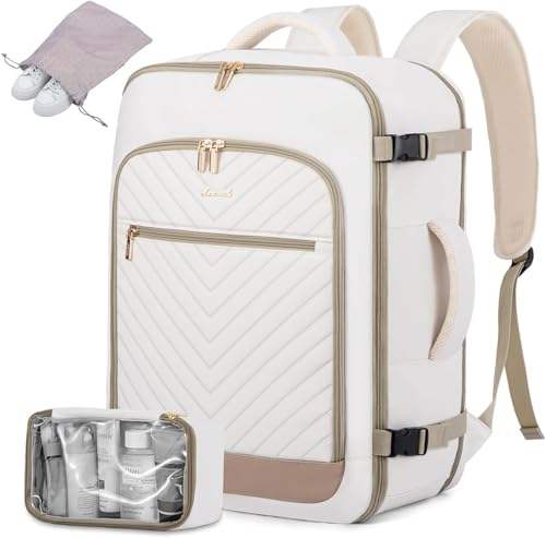 LOVEVOOK Handgepäck Rucksack Flugzeug, 40L Reiserucksack Damen, Groß Travel Backpack Wasserdicht Laptop Rucksack 17 Zoll mit Laptopfach, Kofferrucksack Handgepäck Tasche für Reise Arbeit Business